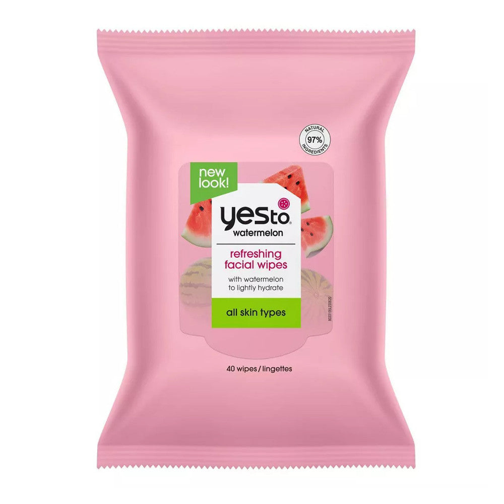 Yes To Face Refreshing Facial Cleansing Wipes, Watermelon, 40 Ea